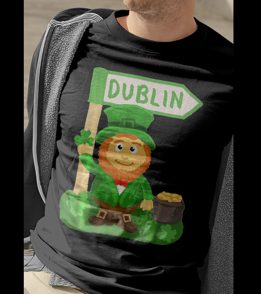 Dublin Leprechaun Shamrock Gold T-Shirt