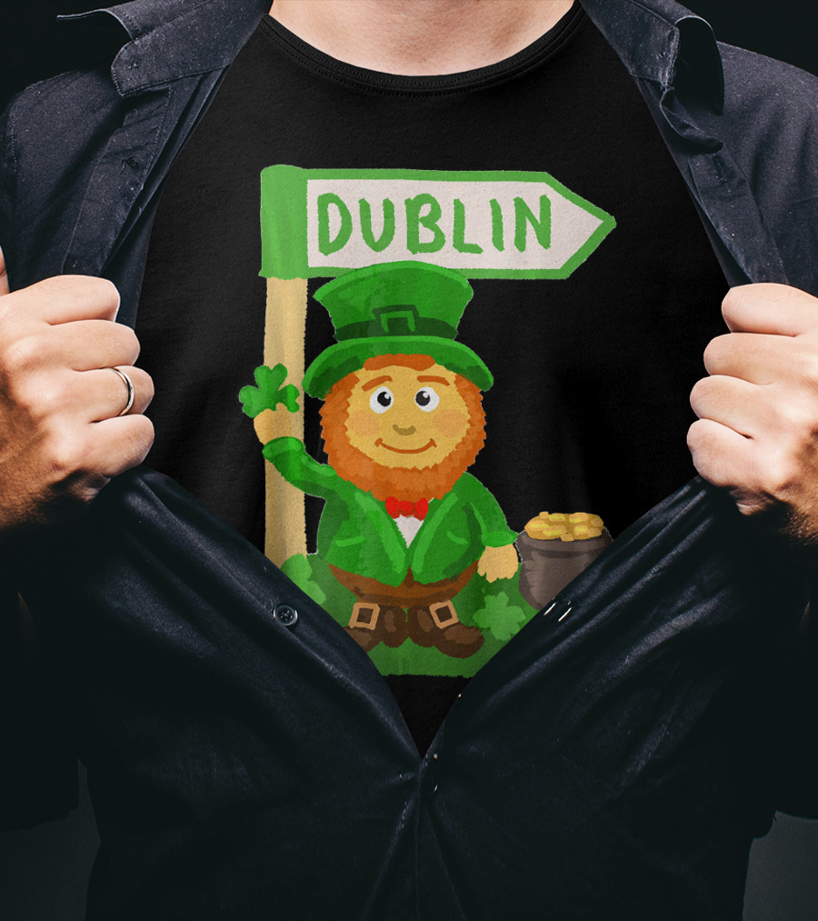 Dublin Leprechaun Shamrock Gold T-Shirt