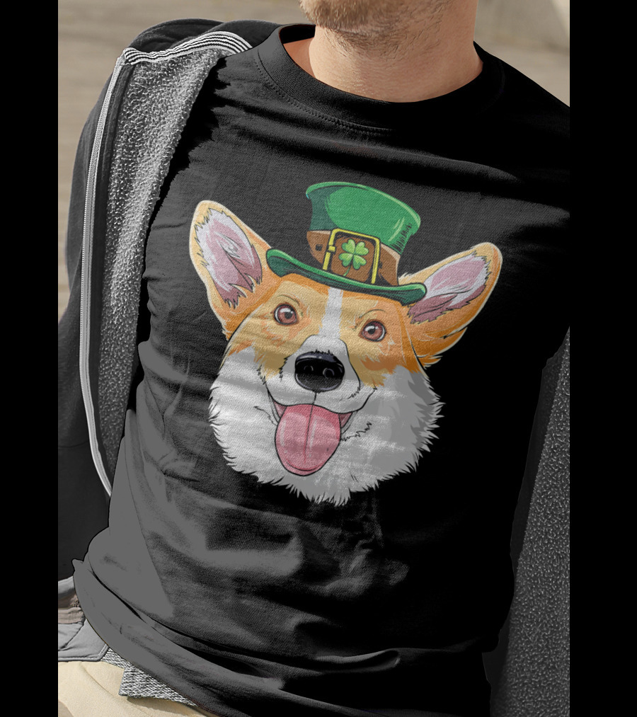 Corgi Leprechaun St Patrick's Hat T-Shirt