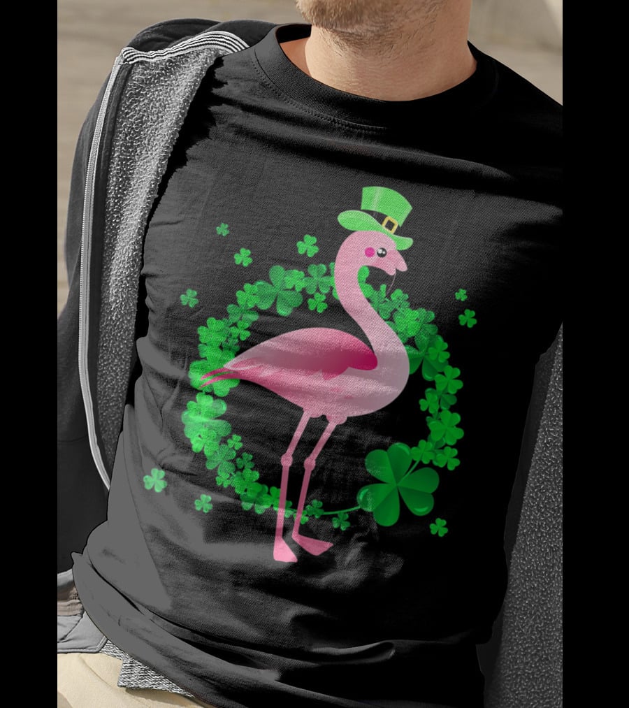 Flamingo Shamrock St. Patrick's Day Green Clover Hat T-Shirt