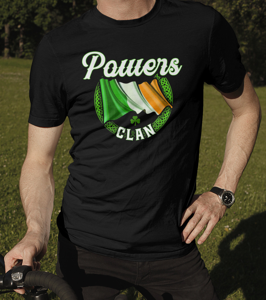 Powers Clan Irish Flag Celtic Knot Shamrock T-Shirt