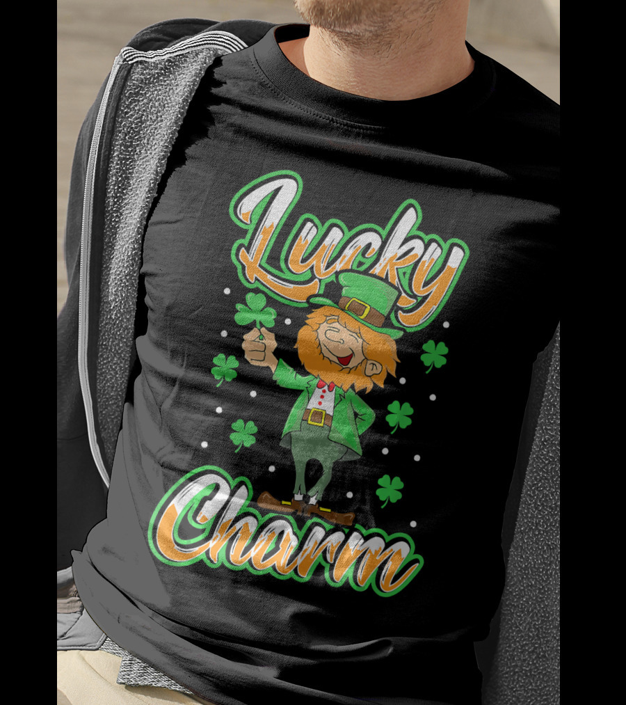 Lucky Charm St. Patrick's Day Leprechaun With Shamrocks T-Shirt