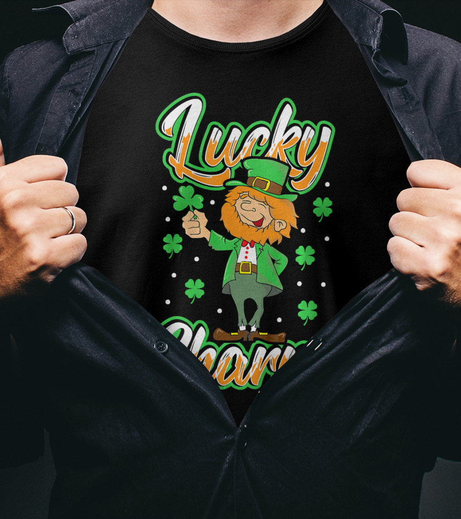 Lucky Charm St. Patrick's Day Leprechaun With Shamrocks T-Shirt