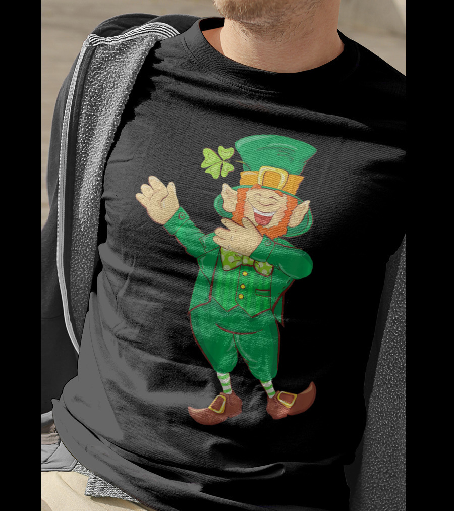 St Paddy Leprechaun Dabbing Dance Saint Clover Green T-Shirt