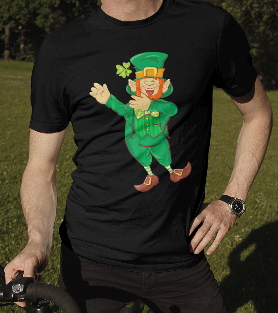 St Paddy Leprechaun Dabbing Dance Saint Clover Green T-Shirt