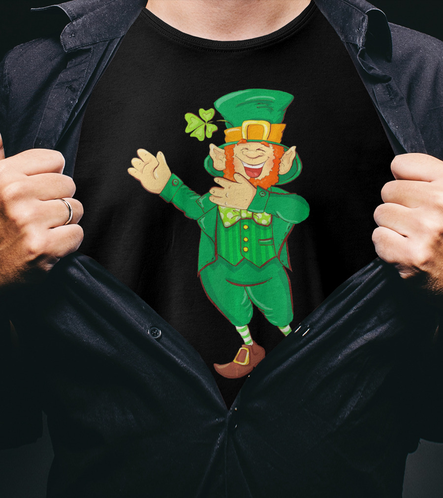 St Paddy Leprechaun Dabbing Dance Saint Clover Green T-Shirt