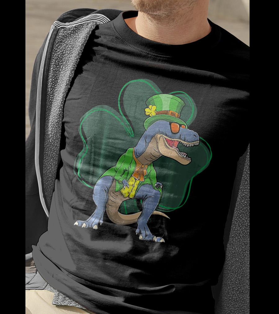 St. Pat Rex Day Leprechaun Dinosaur Shamrock Funny St. Patrick's Day T-Shirt