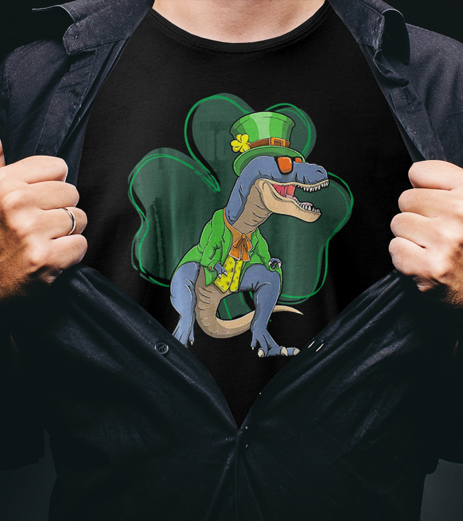St. Pat Rex Day Leprechaun Dinosaur Shamrock Funny St. Patrick's Day T-Shirt