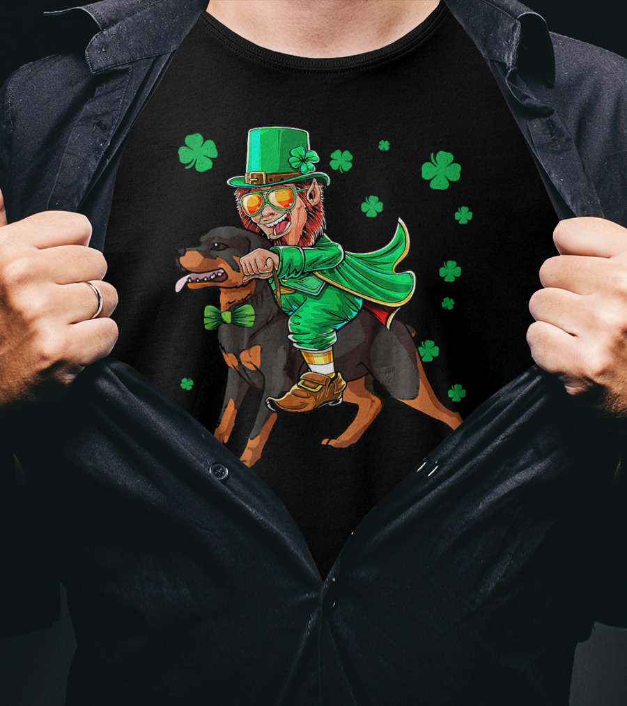 Leprechaun Rottweiler Shamrock St. Patrick's Day T-Shirt