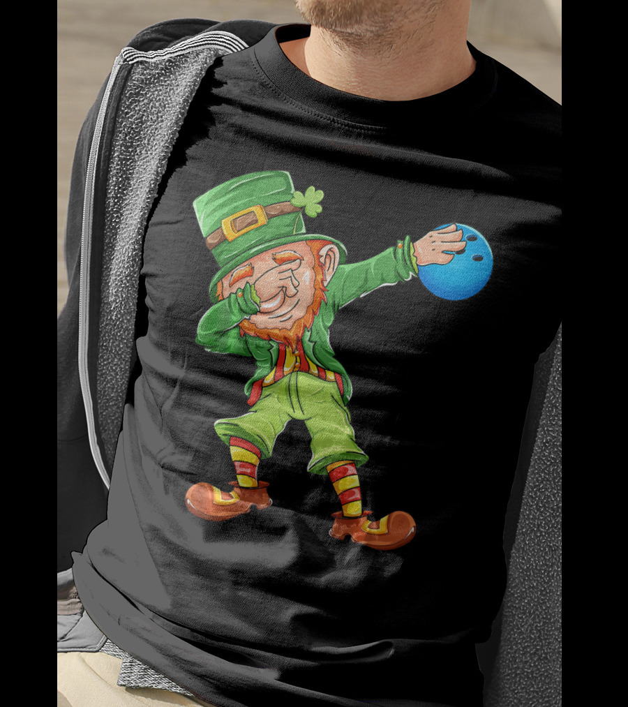 Bowling Leprechaun Dabbing With Bowling Ball T-Shirt