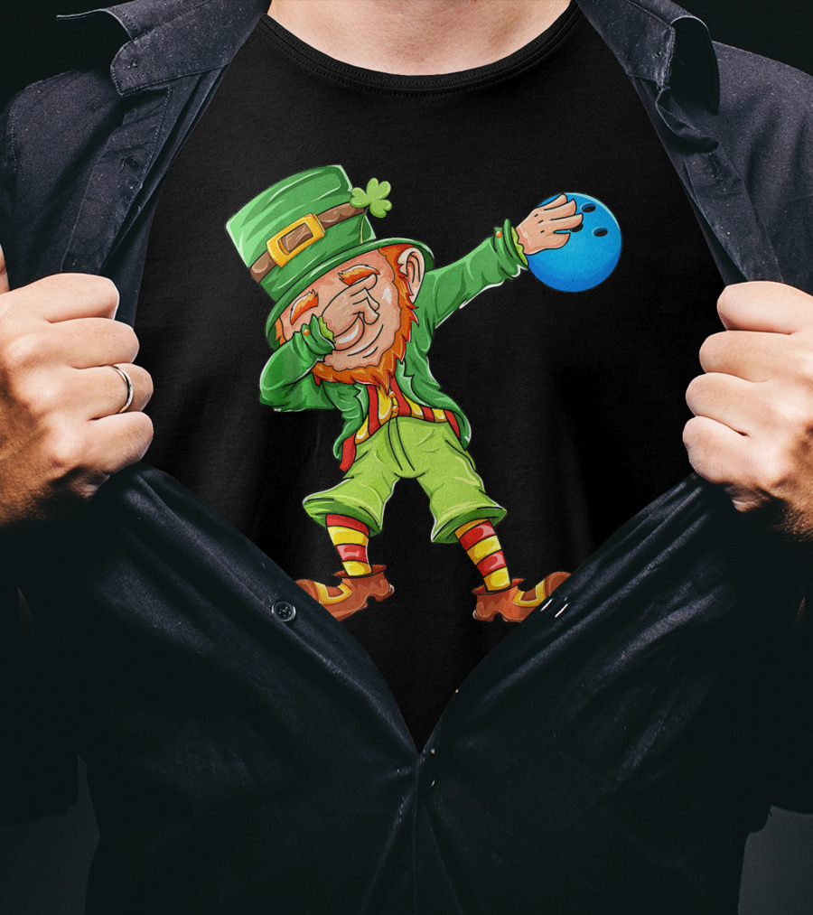 Bowling Leprechaun Dabbing With Bowling Ball T-Shirt