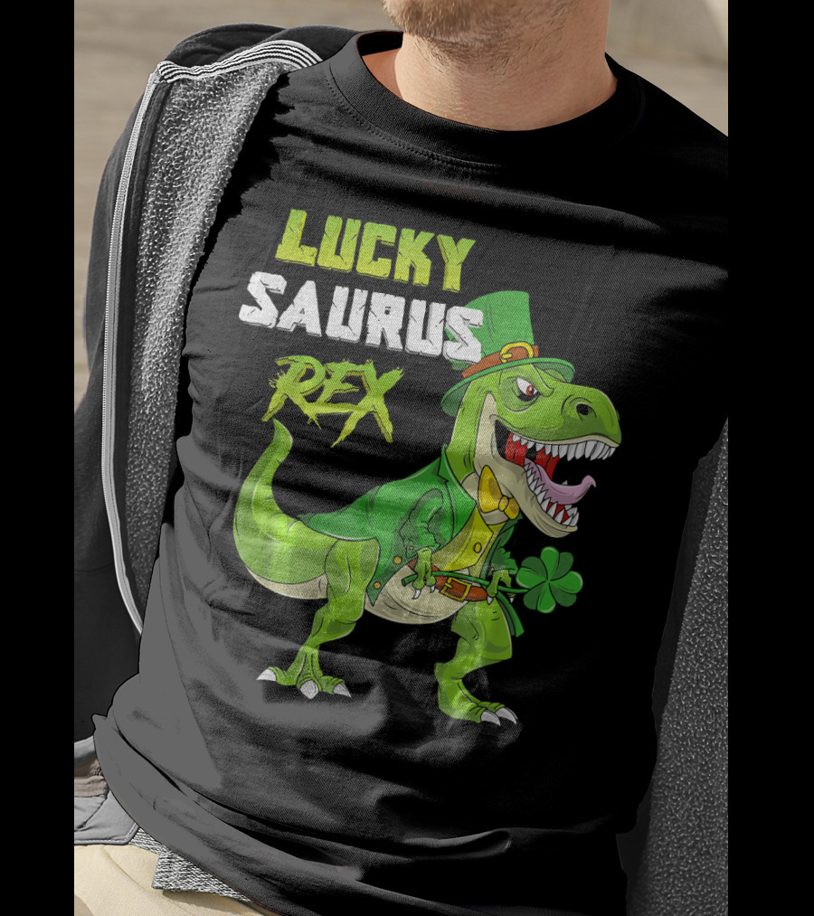 Lucky Saurus Rex St. Patrick's Day Kids T-Rex T-Shirt