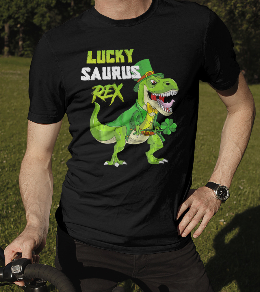 Lucky Saurus Rex St. Patrick's Day Kids T-Rex T-Shirt