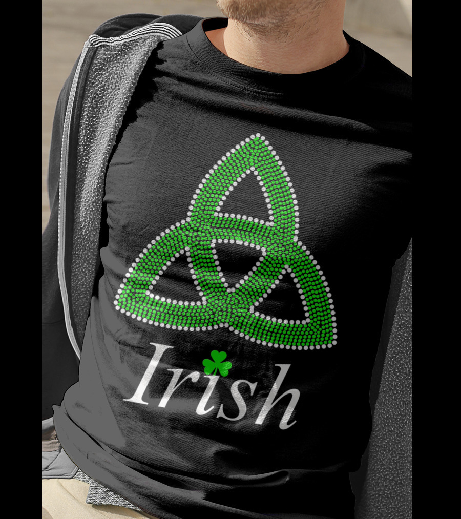 Irish Celtic Knot Trinity Rhinestone Shamrock T-Shirt