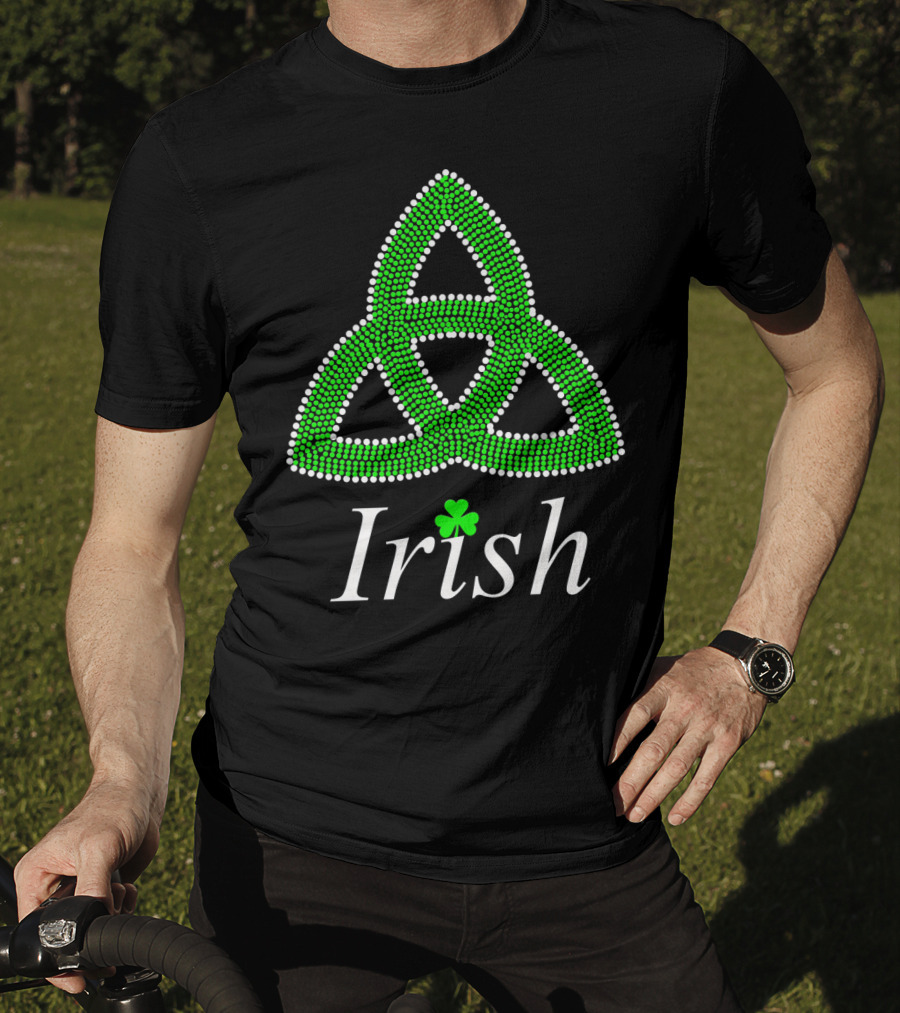 Irish Celtic Knot Trinity Rhinestone Shamrock T-Shirt