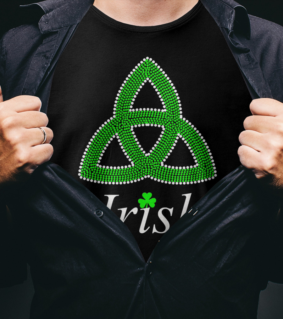 Irish Celtic Knot Trinity Rhinestone Shamrock T-Shirt