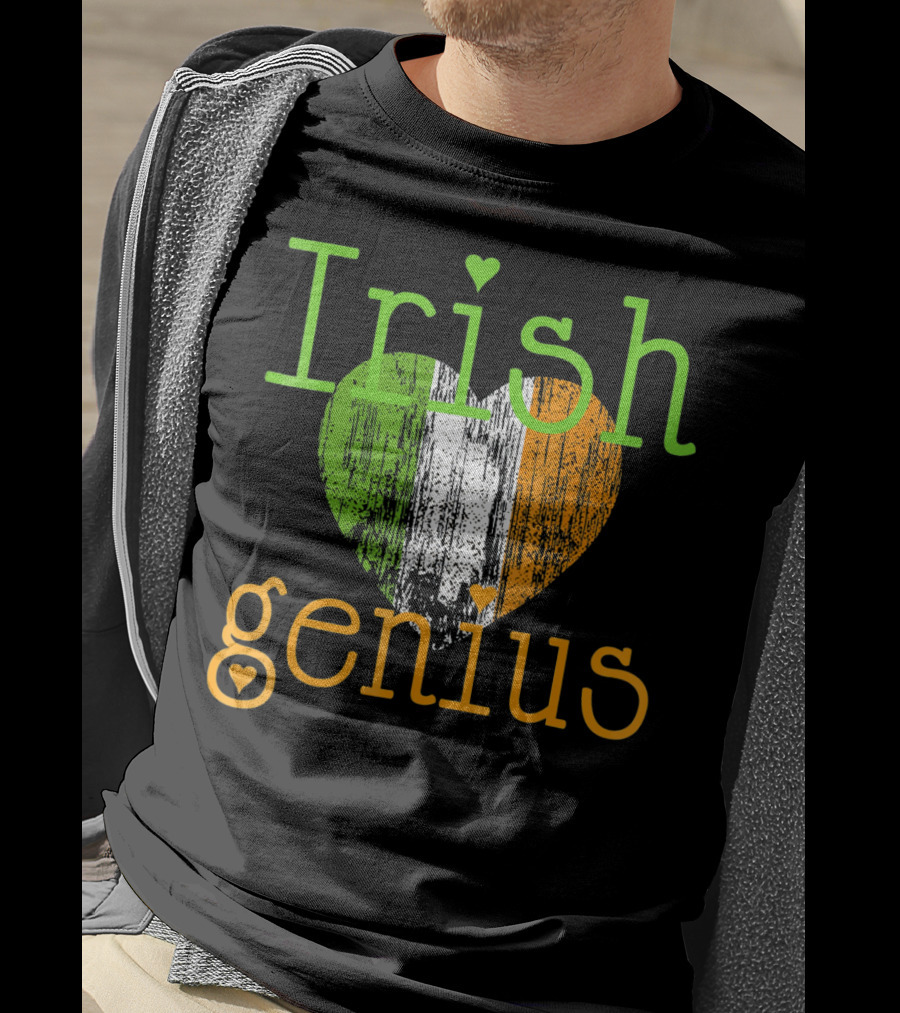 Irish Genius Heart With Irish Flag Colors T-Shirt