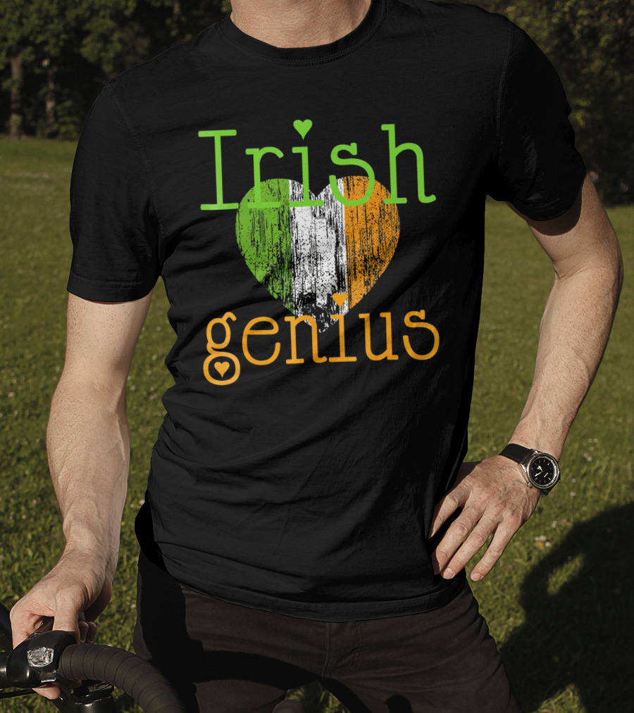 Irish Genius Heart With Irish Flag Colors T-Shirt