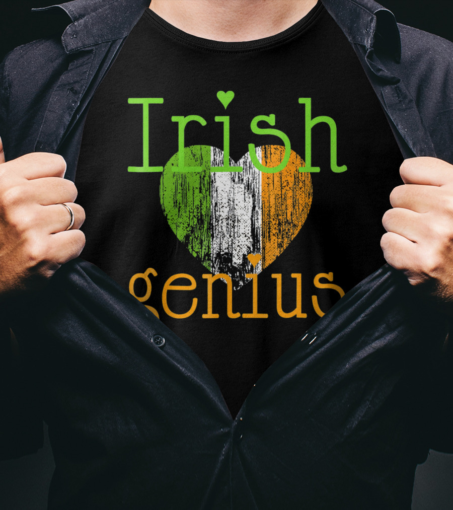 Irish Genius Heart With Irish Flag Colors T-Shirt