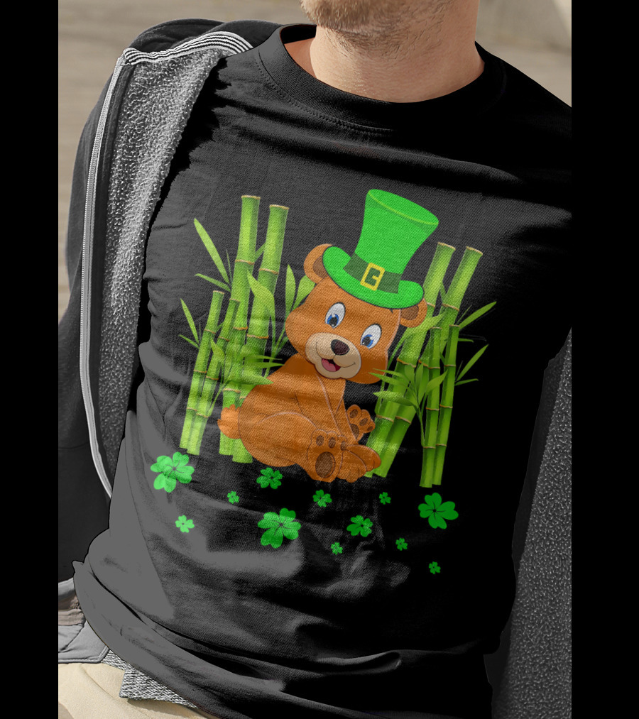 Leprechaun Bear Shamrock Bamboo St Patricks Day T-Shirt