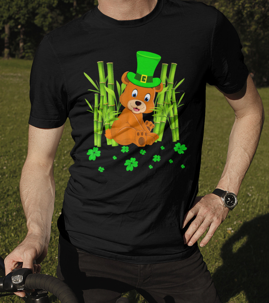 Leprechaun Bear Shamrock Bamboo St Patricks Day T-Shirt