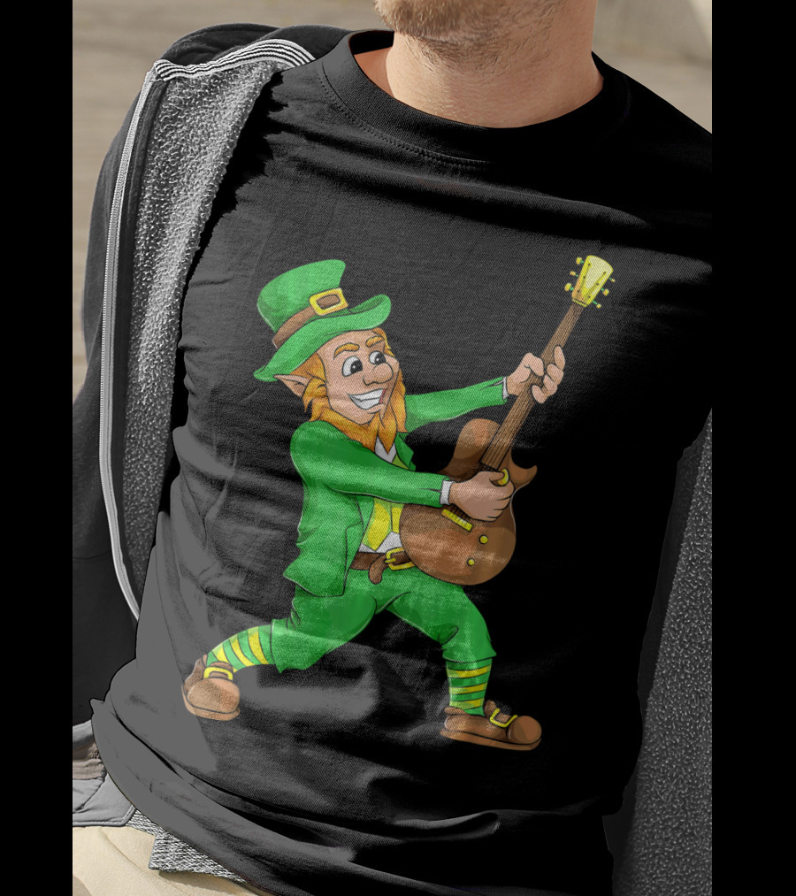 St. Patrick's Day Leprechaun Playing Guitar T-Shirt