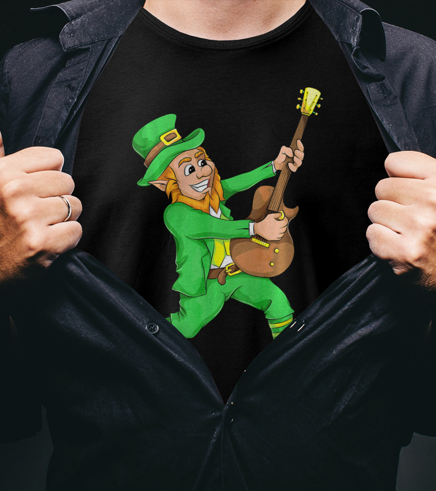 St. Patrick's Day Leprechaun Playing Guitar T-Shirt