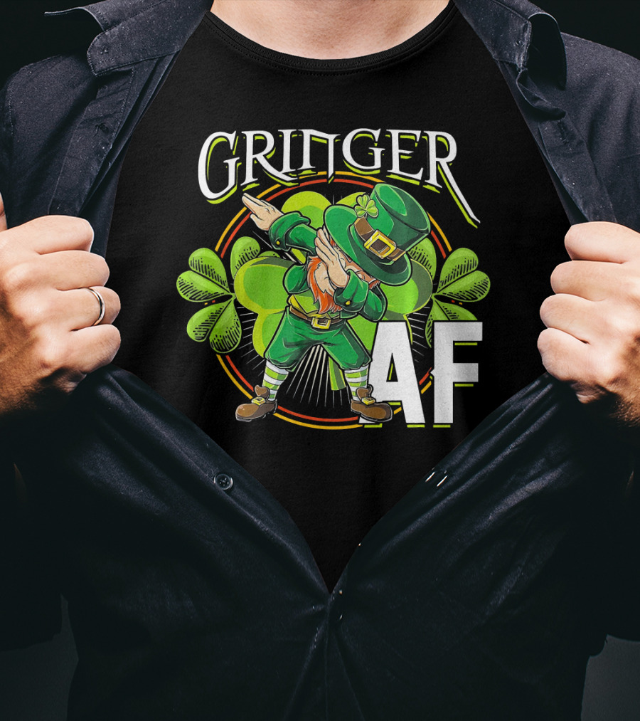 GRINGER AF Dabbing Leprechaun T-Shirt