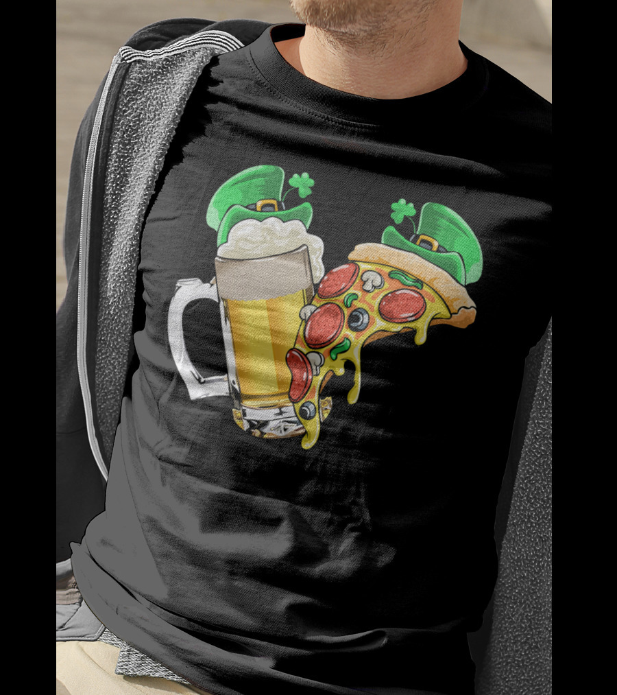 Beer Pizza Leprechaun Hat St. Patrick's Day T-Shirt