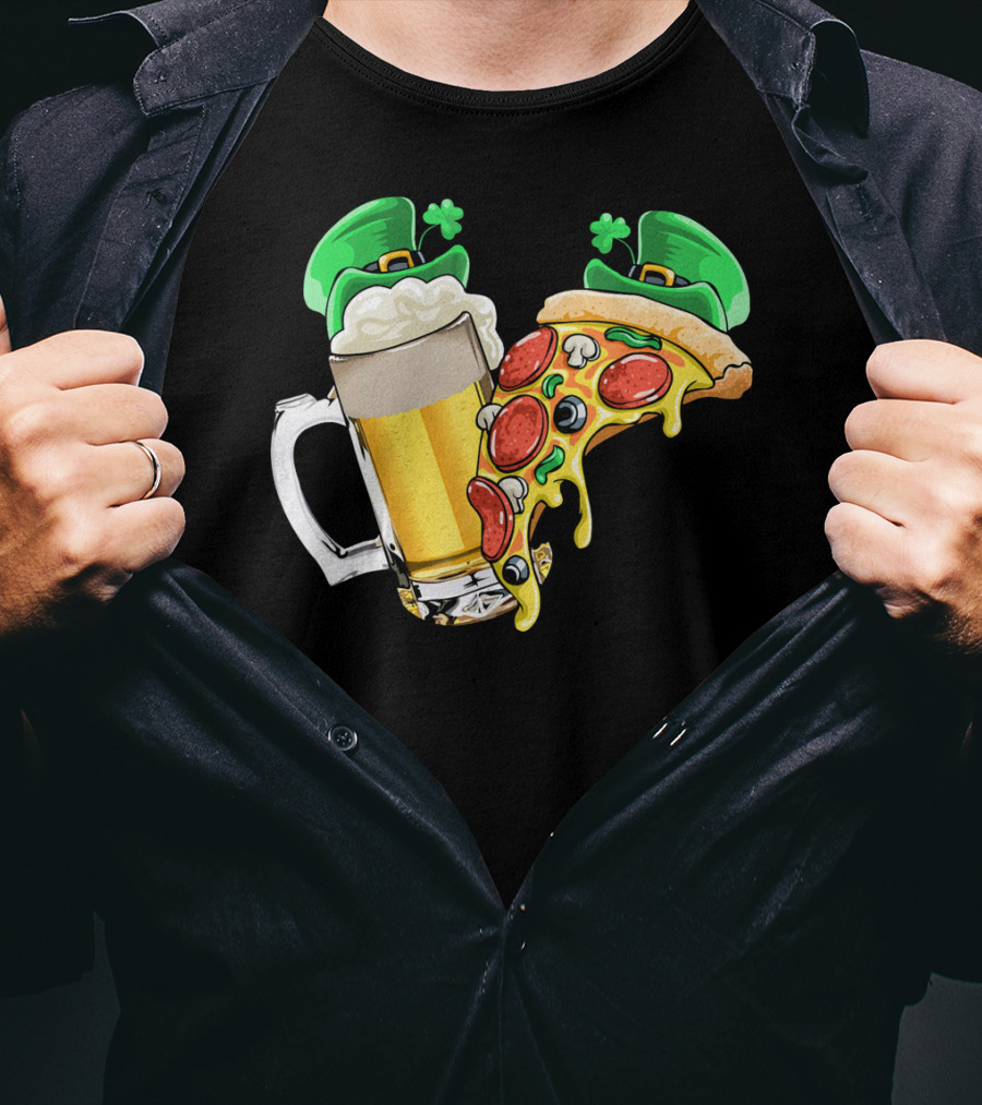 Beer Pizza Leprechaun Hat St. Patrick's Day T-Shirt