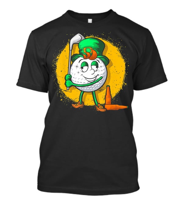 Leprechaun Golf Ball Golfer With Green Hat And Beer Bottles T-Shirt
