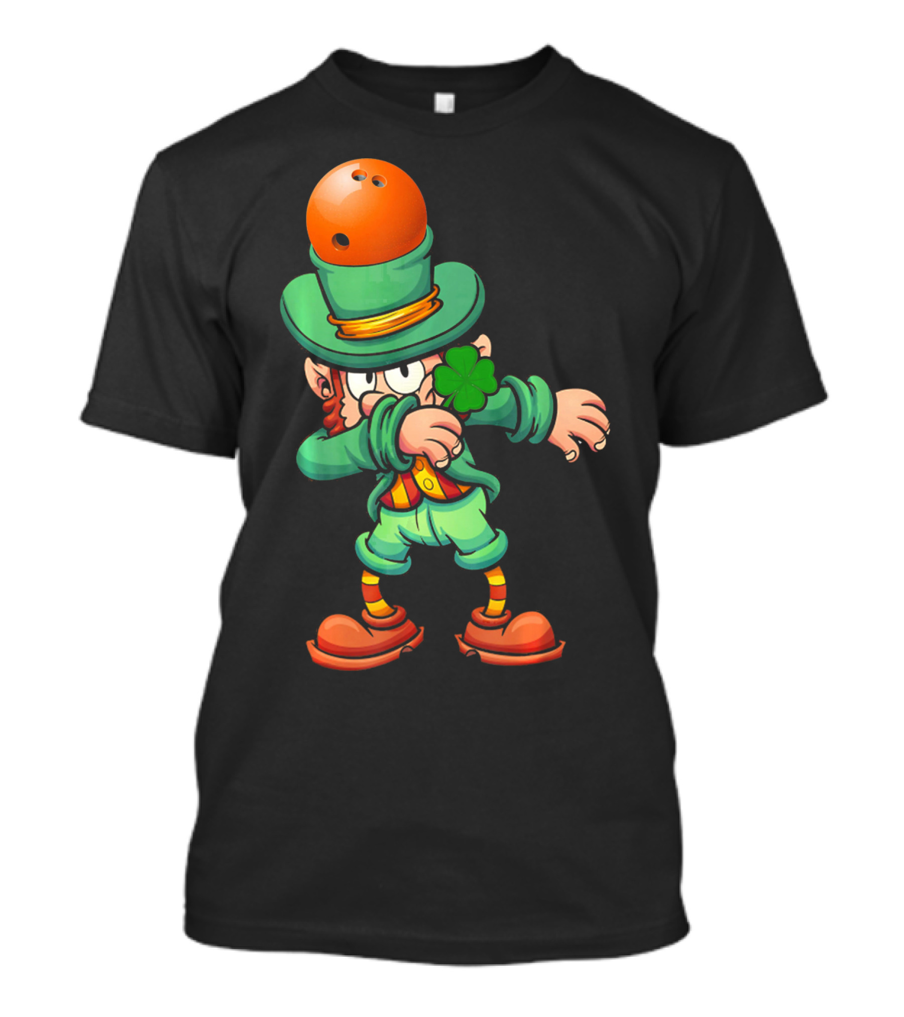 Dabbing Leprechaun Wearing Bowling Ball Hat Holding Shamrock T-Shirt