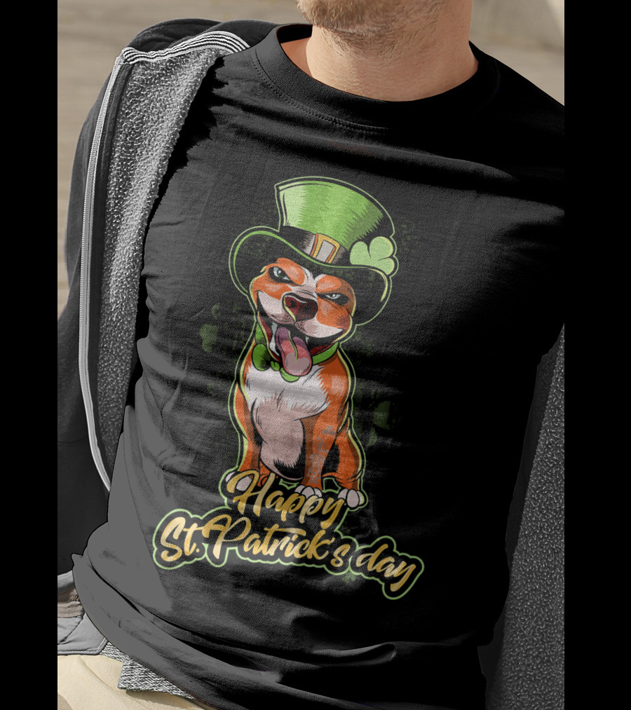 Happy St. Patrick's Day Pit Bull Cute Leprechaun T-Shirt