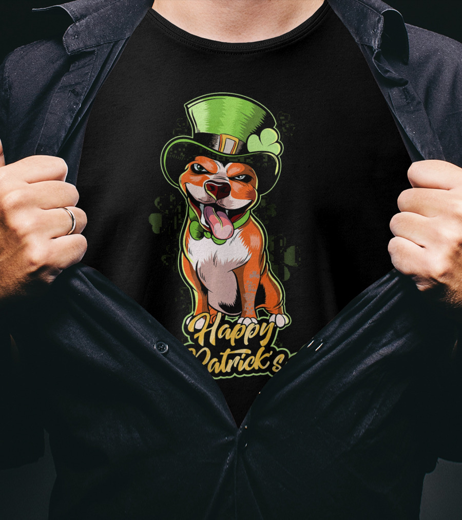 Happy St. Patrick's Day Pit Bull Cute Leprechaun T-Shirt