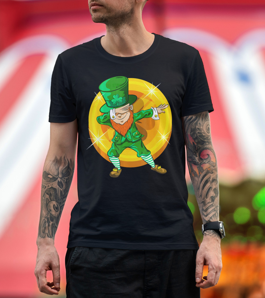 Dabbing Leprechaun With Gold Coin St Pat T-Shirt