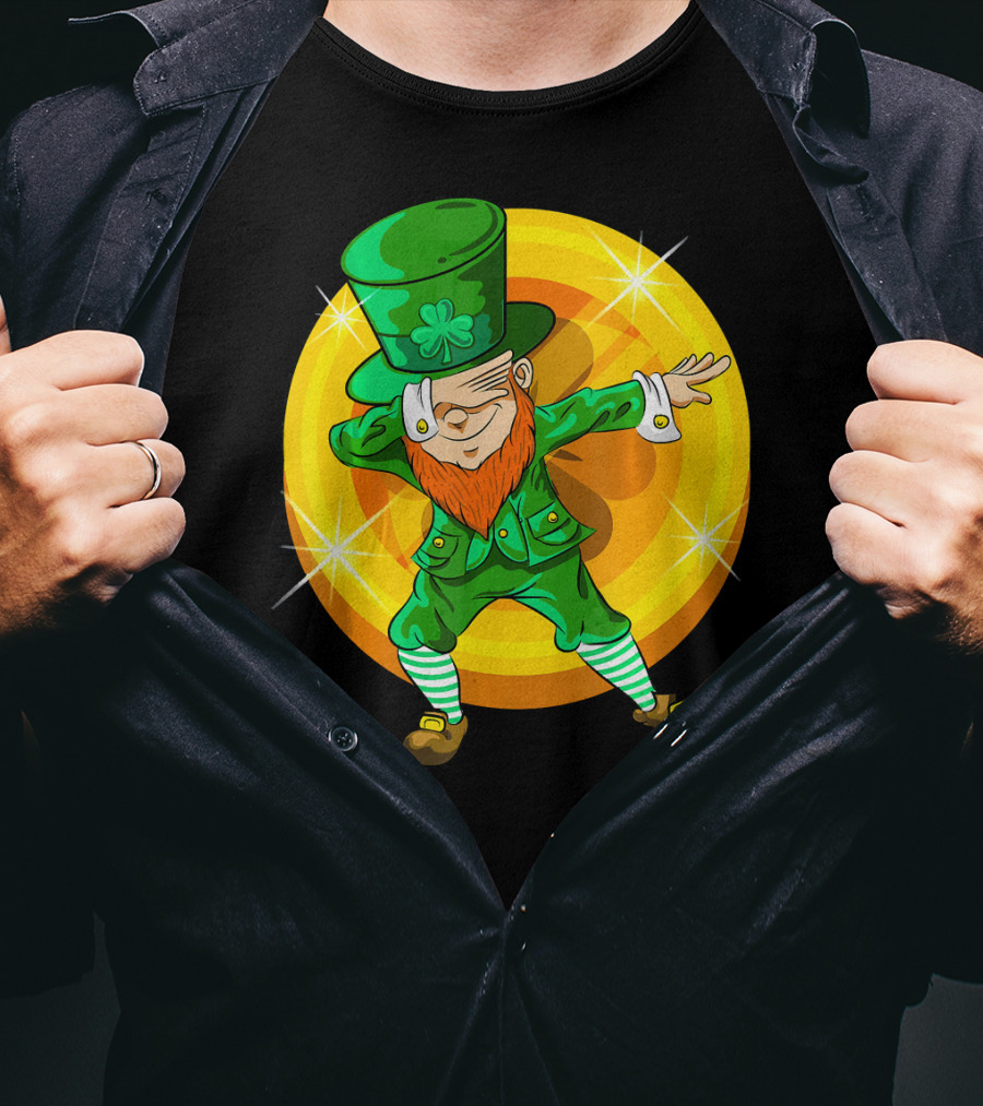 Dabbing Leprechaun With Gold Coin St Pat T-Shirt