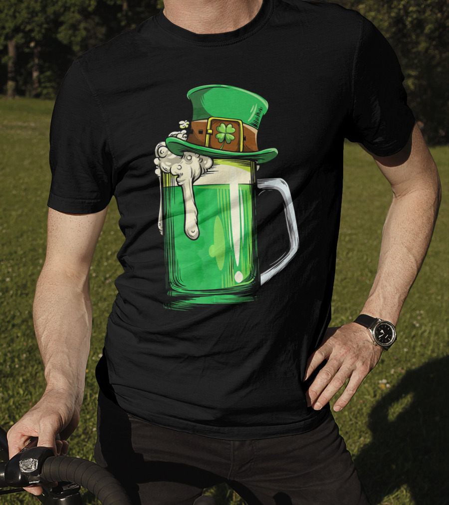 St Patrick Green Beer Leprechaun Hat Shamrock T-Shirt