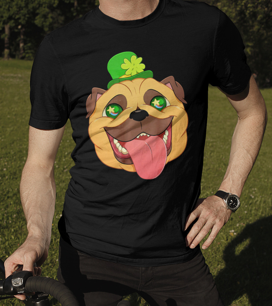 St Patricks Day Pug Leprechaun Irish Shamrock Hat T-Shirt