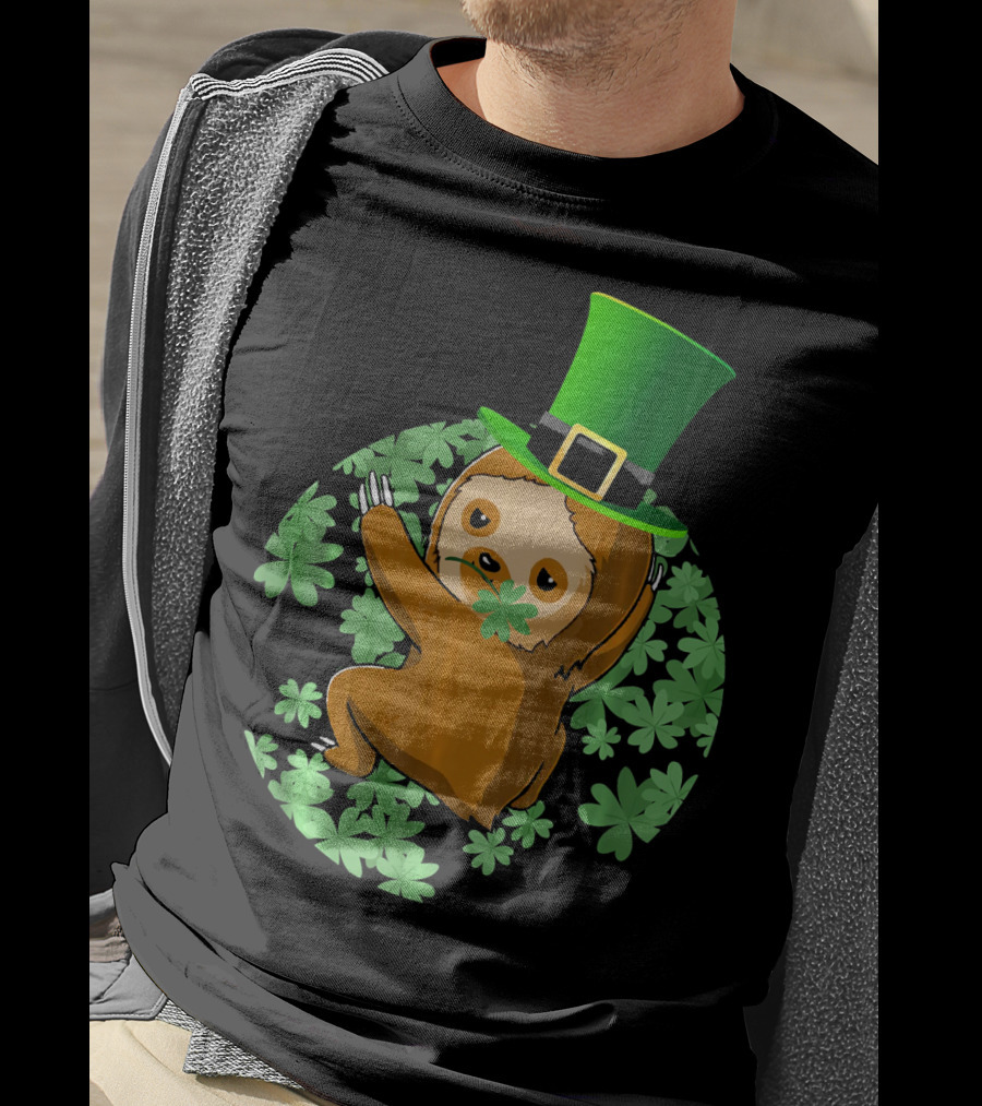 Leprechaun Hat Sloth Shamrock T-Shirt