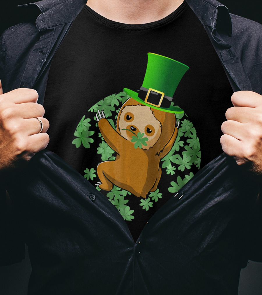 Leprechaun Hat Sloth Shamrock T-Shirt