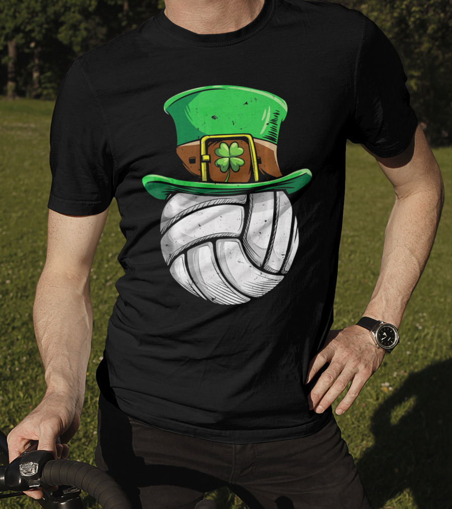 Volleyball Leprechaun Hat With Shamrock T-Shirt