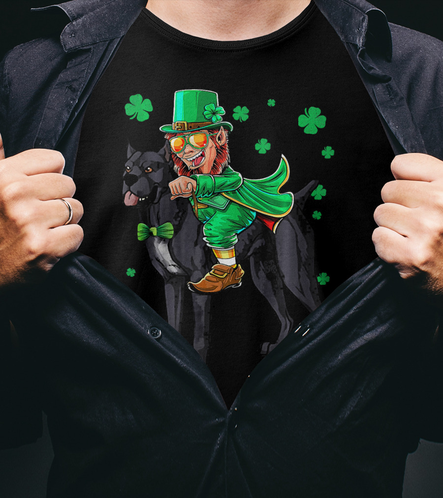Leprechaun Cane Corso Mastiff With Shamrock Elements T-Shirt