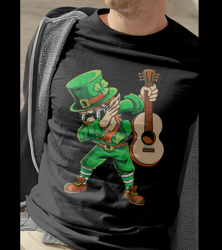 Dabbing Leprechaun With Guitar For St Patrick's Day T-Shirt