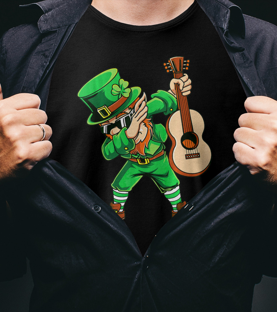 Dabbing Leprechaun With Guitar For St Patrick's Day T-Shirt