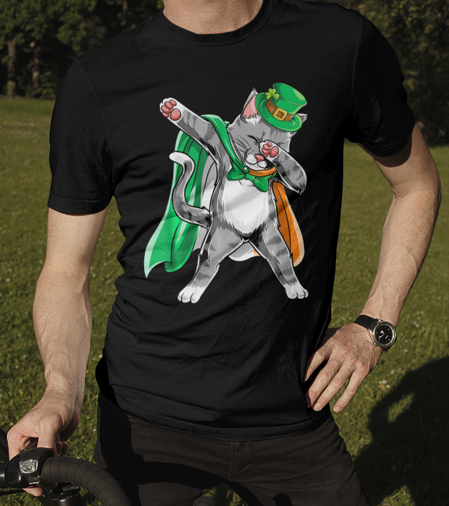 Dabbing Cat Irish Leprechaun St. Patrick's Day T-Shirt