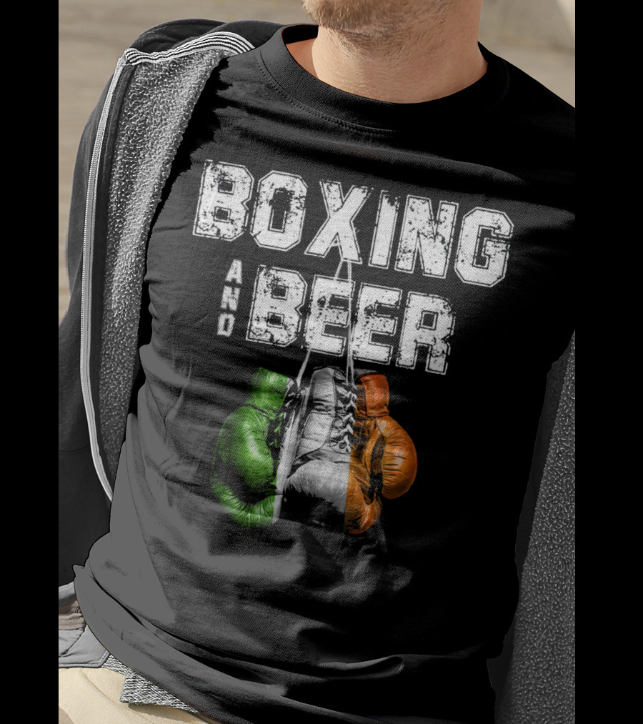 Boxing And Beer Irish Flag Colors Humor T-Shirt