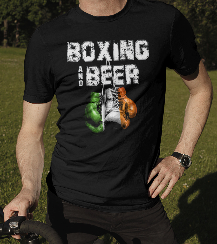 Boxing And Beer Irish Flag Colors Humor T-Shirt