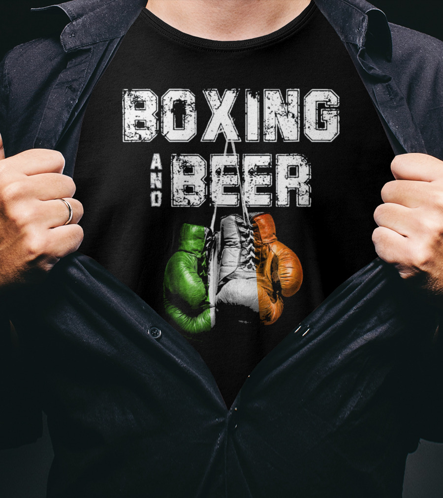 Boxing And Beer Irish Flag Colors Humor T-Shirt