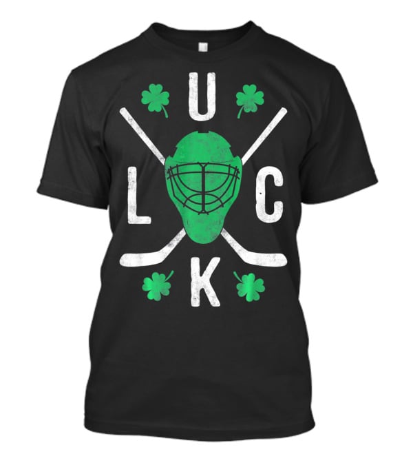 Luck Irish Hockey Player Clover Mask And Sticks T-Shirt