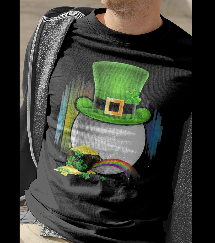 Golf Leprechaun Coin Rainbow Saint Patrick's Day T-Shirt